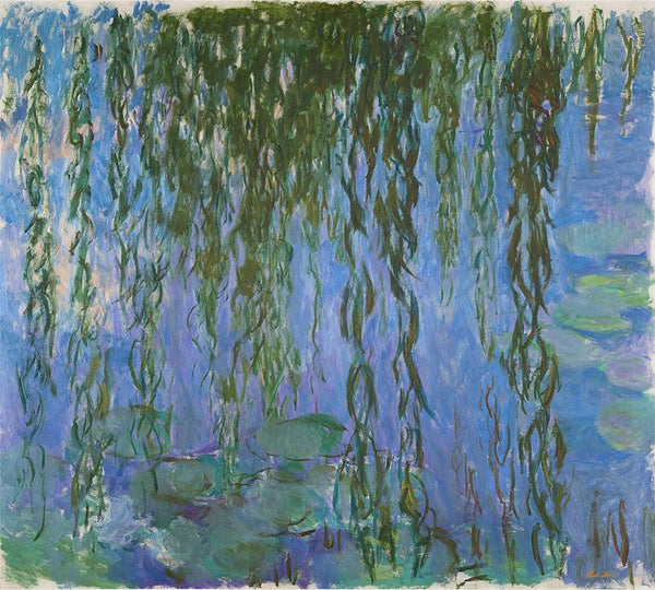 Water lilies and willow tree branches