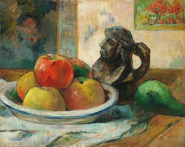 Still Life with Apples, a Pear, and a Ceramic Portrait Jug