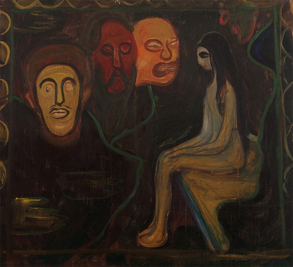 Girl and Three Male Heads