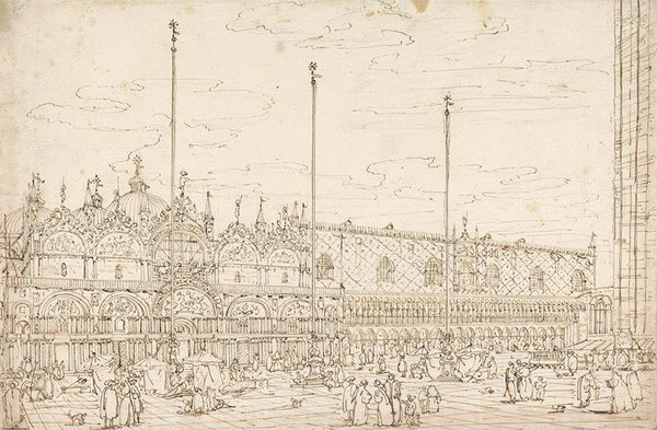 Gezicht op de Piazza San Marco naar de San Marco gezien, te Venetië