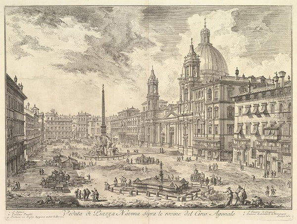 The Piazza Navona, Rome, above the ruins of the Circus of Domitian, the Church of Sant' Agnese to the right, Bernini's fountain in the centre, from the 'Vedute di Roma' (Views of Rome)