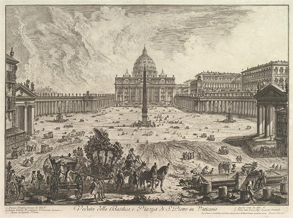 View of St. Peter's Basilica and Piazza in the Vatican, from Vedute di Roma (Roman Views)