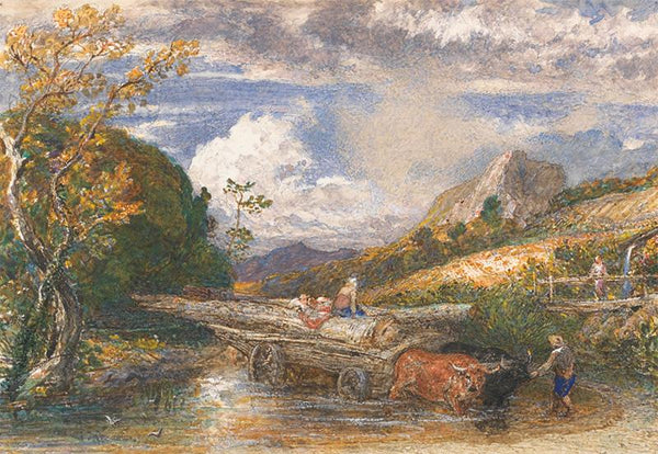 Timber Wagon Crossing a Stream