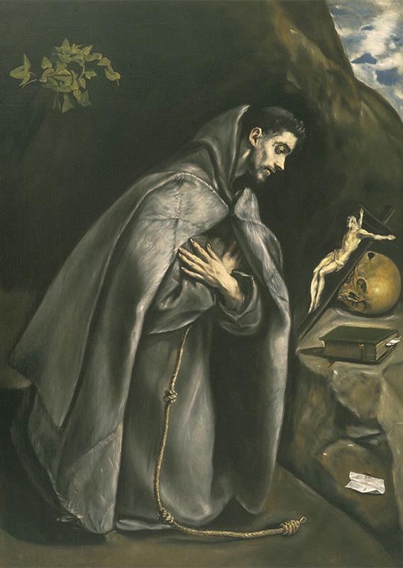 St Francis in prayer before the crucifix