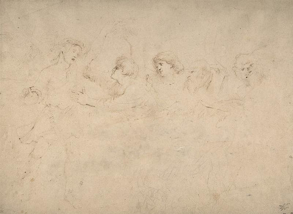 Alcibiades Interrupting the Symposium; verso Sketches of the Baptism of Christ and of a Man