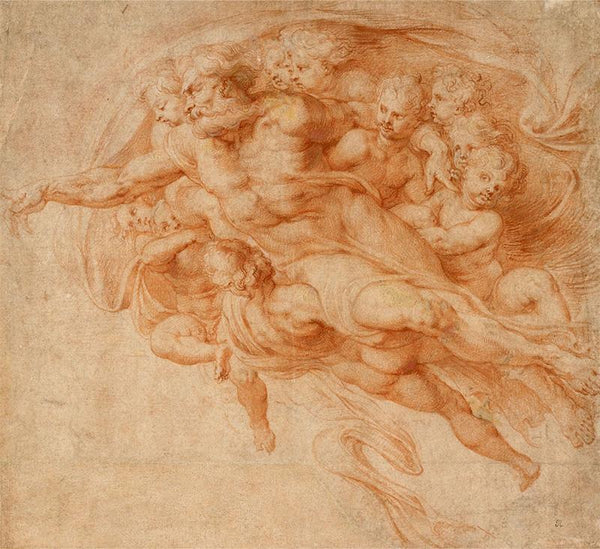 God the Father supported by Angels, copied after Michelangelo's Creation of Adam