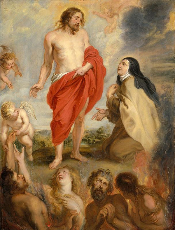 Saint Teresa of Ávila Interceding for Souls in Purgatory