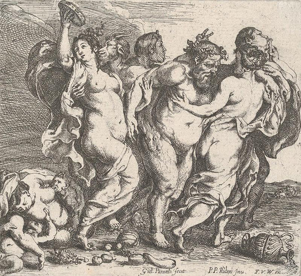 The drunken Silenus, accompanied by nymphs and satyrs