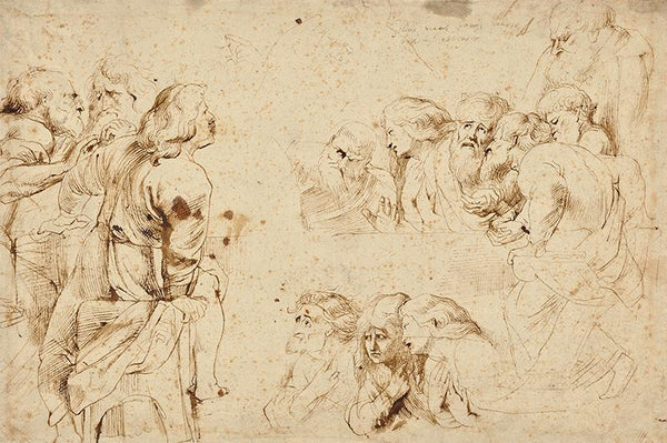 Three Groups of Apostles in a Last Supper (recto); Three Sketches for Medea and Her Children (verso) (Main view, recto)