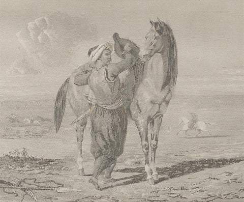 A Turk Saddling His Horse