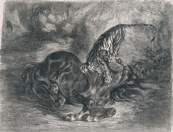 Cheval sauvage terrassé par un tigre [Wild Horse Felled by a Tiger]