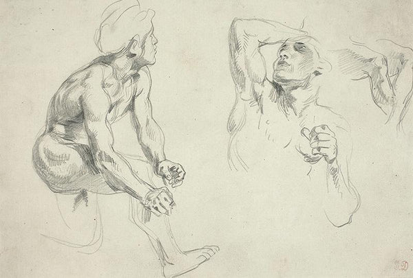 Male Nude Posing for Figures in the Frise de la Guerre