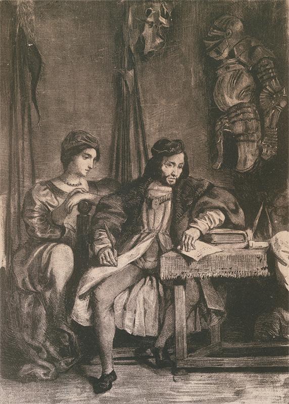 Scene from Goethe's 'Götz' (Götz von Berlichingen Writing his Memoirs)