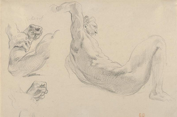 Studies of a Fallen Male Nude for Hercules and the Horses of Diomedes