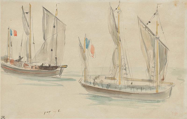 Two Boats at the Harbor of Dieppe