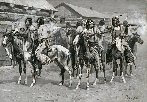 Crow Indians Firing into the Agency