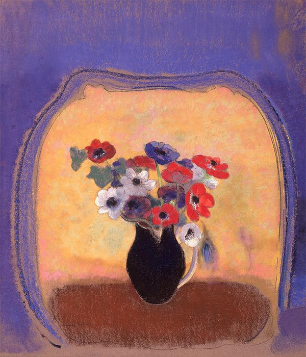 Anemones in a Black Vase