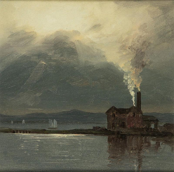 Hudson River with Factory by Moonlight