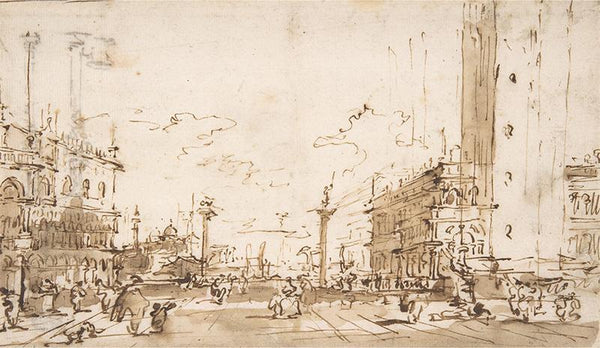 The Piazzetta, Looking Toward San Giorgio Maggiore (recto); Two Columns (verso)