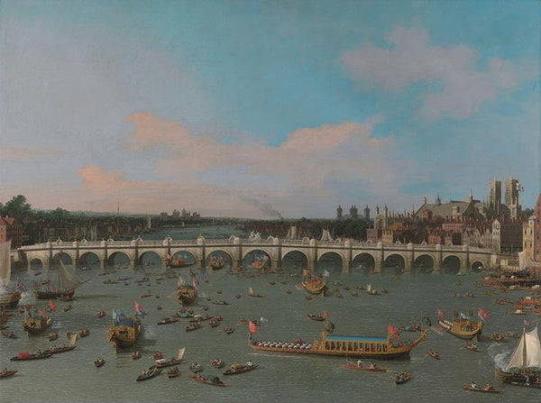 Westminster Bridge, with the Lord Mayor's Procession on the Thames