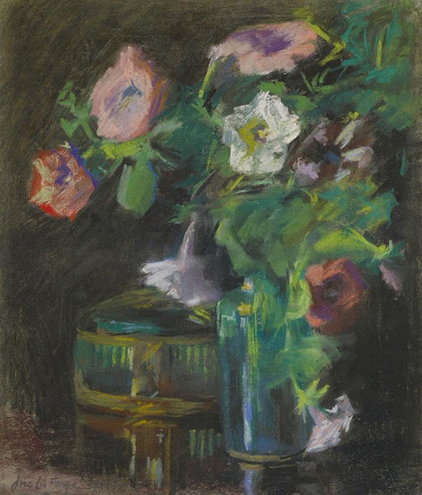 Still Life of Petunias in a Glass Vase