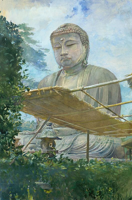 The Great Statue of Amida Buddha at Kamakura, Known as the Daibutsu, from the Priest's Garden