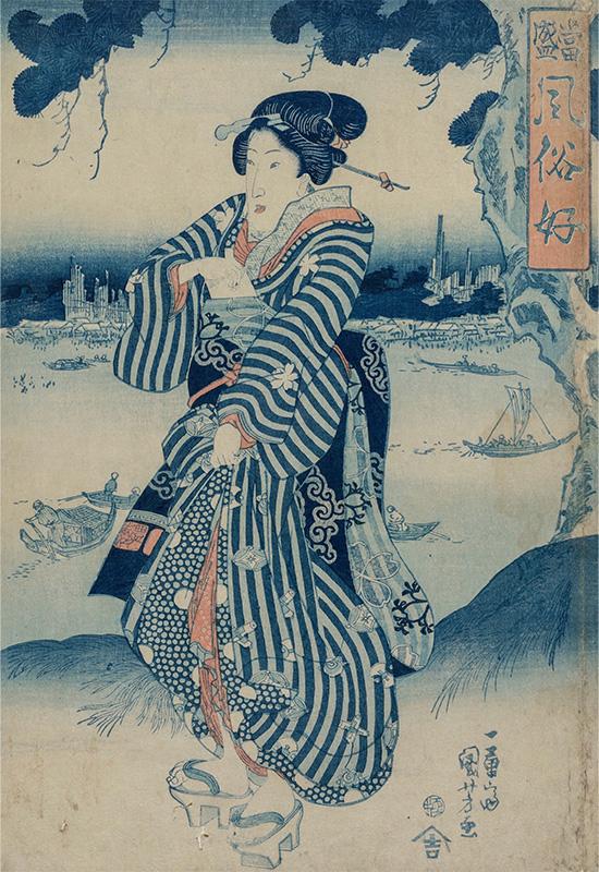 Geisha Standing on the Bank of the Sumida River (from the series People Who Like the Latest Fashions and Manners)