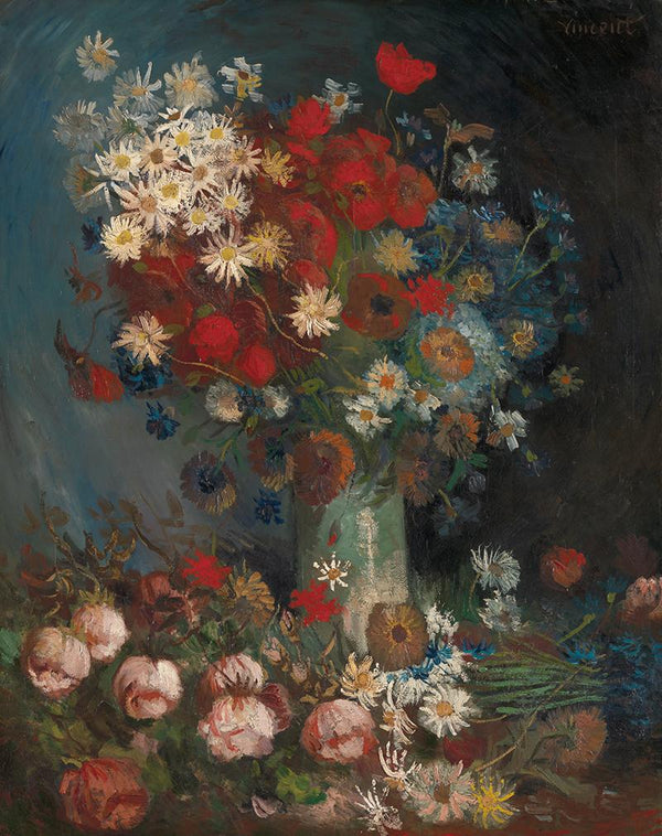 Still life with meadow flowers and roses