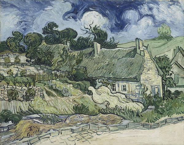 Thatched Cottages by a Hill