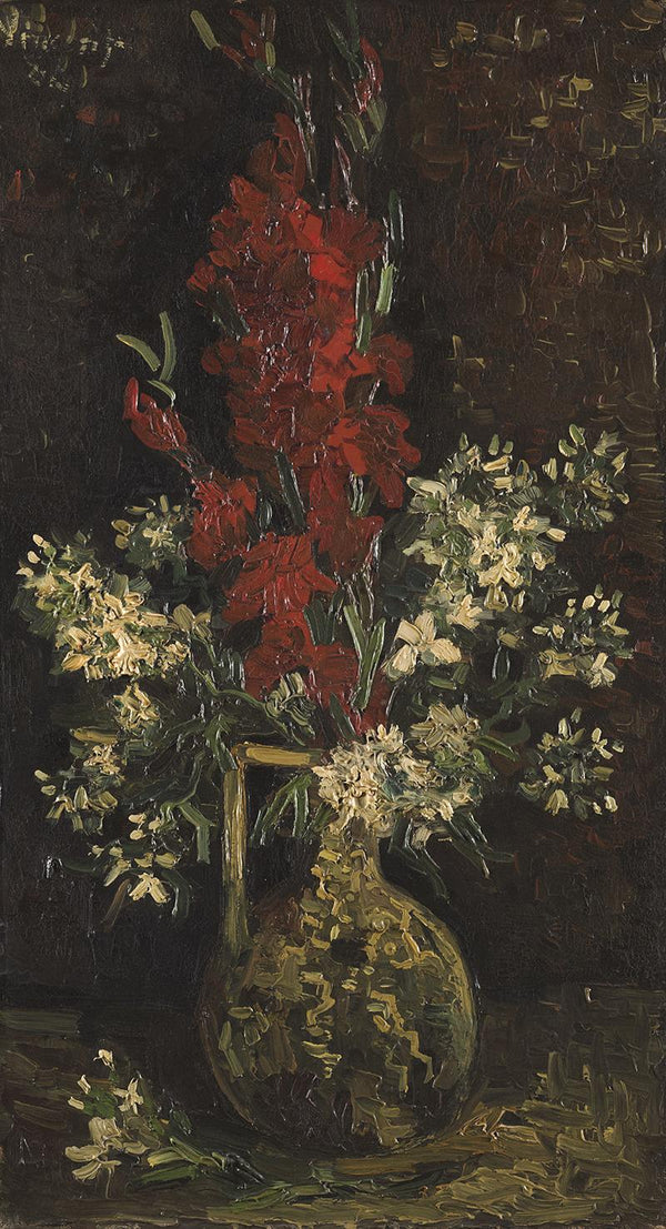 Vase with Red and White Flowers