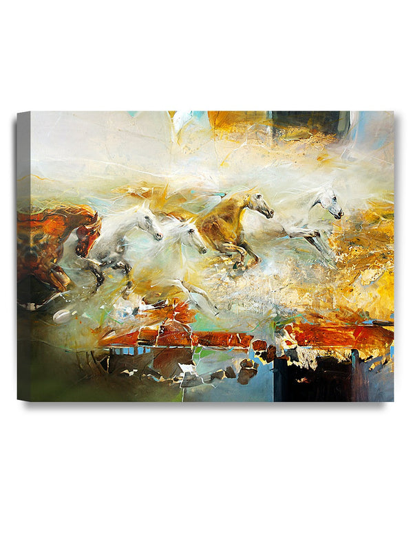 DECORARTS - Galloping Wild Horses - Contemporary Fine Art Painting, Giclee Print Abstract Wall Decor.