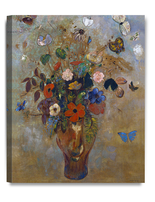 DECORARTS - Vase of Flowers by Odilon Redon, Oil Painting Reproduction Giclee Prints on Canvas. Framed Wall Decor.