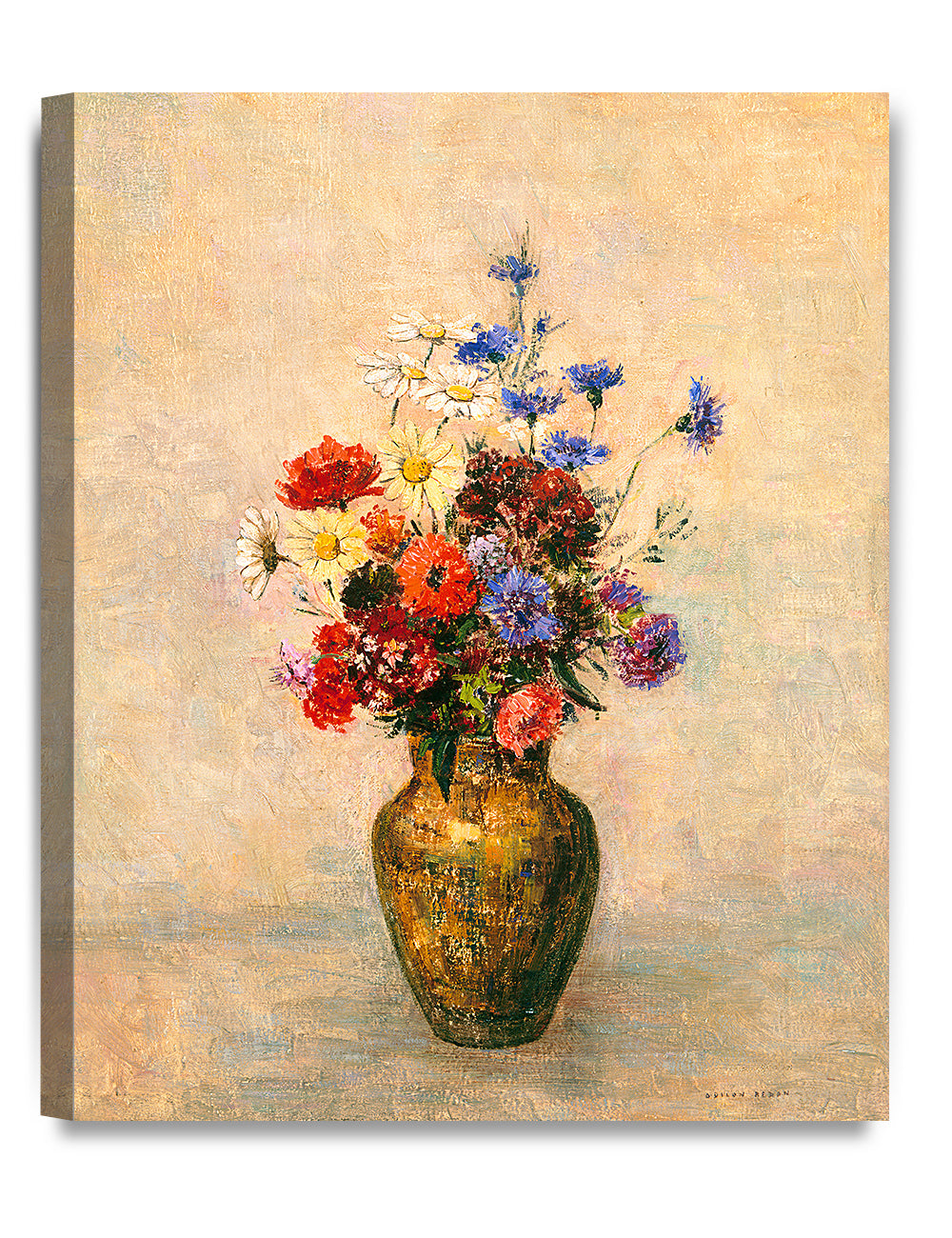 Jarrón dorado con flores de Odilon Redon.