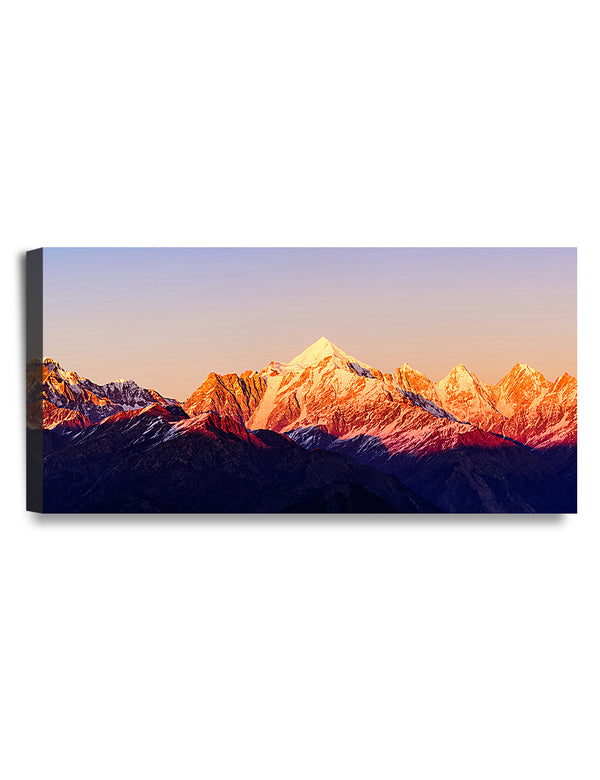 DecorArts - Panchchuli. Snowy Mountain Sunset, Giclee Print Canvas Wall Art for Home Decor. Ready to Hang.