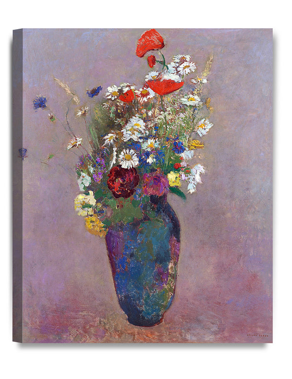 DECORARTS - Vision Vase of Flowers by Odilon Redon, Oil Painting Reproduction Giclee Print on 100% Cotton Canvas Wall Art for Home Decor 16x20'