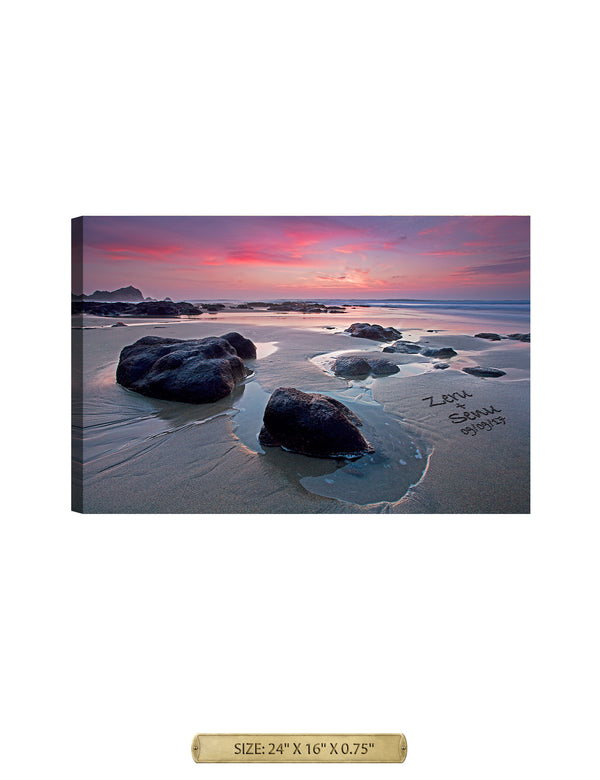 Love on Beach - Personalized Wall Art With Your Names & Date. Giclee Prints & Wide Selection Of Frames. Ready To Hang.