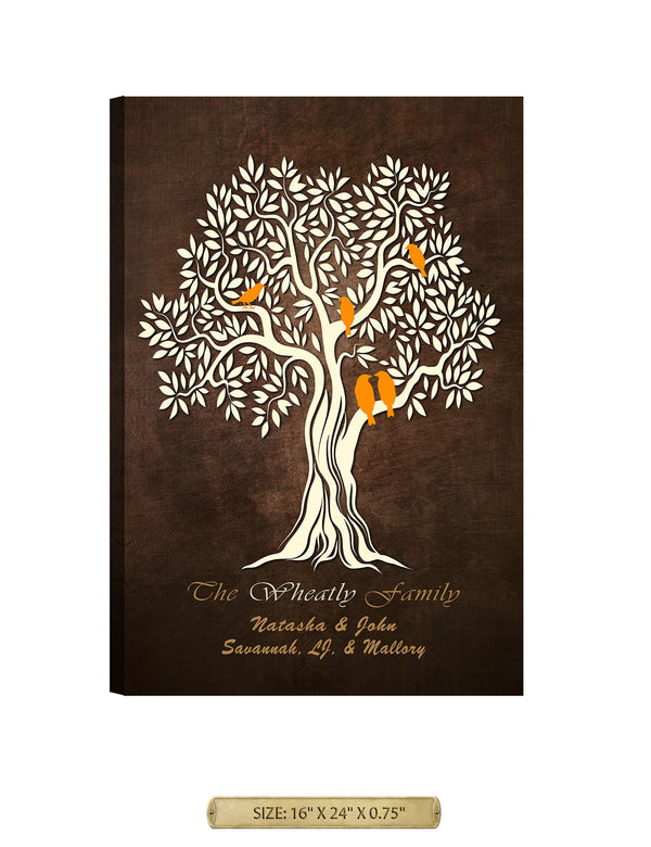 Family Tree - Personalized Wall Art With Your Names & Date. Giclee Prints & Wide Selection Of Frames. Ready To Hang.