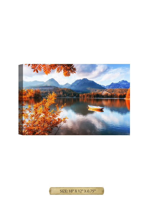 Strbske Pleso High Tatras. Autumn Lakeview. Archival Giclee Print on your choice of Canvas or Paper. Wide Selection of Frames. Rolled or Ready to Hang