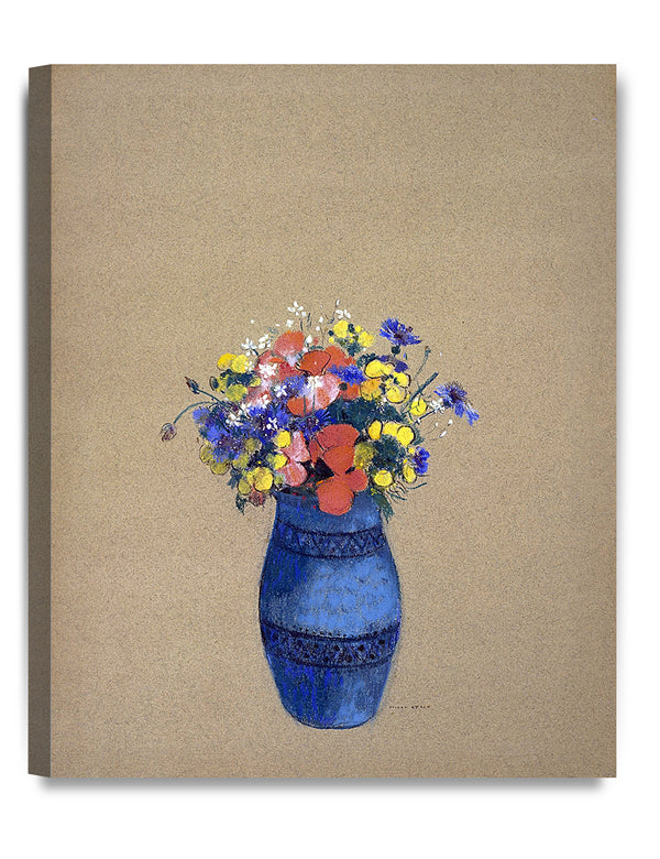 DECORARTS - Blue Vase of Flowers by Odilon Redon, Oil Painting Reproduction.