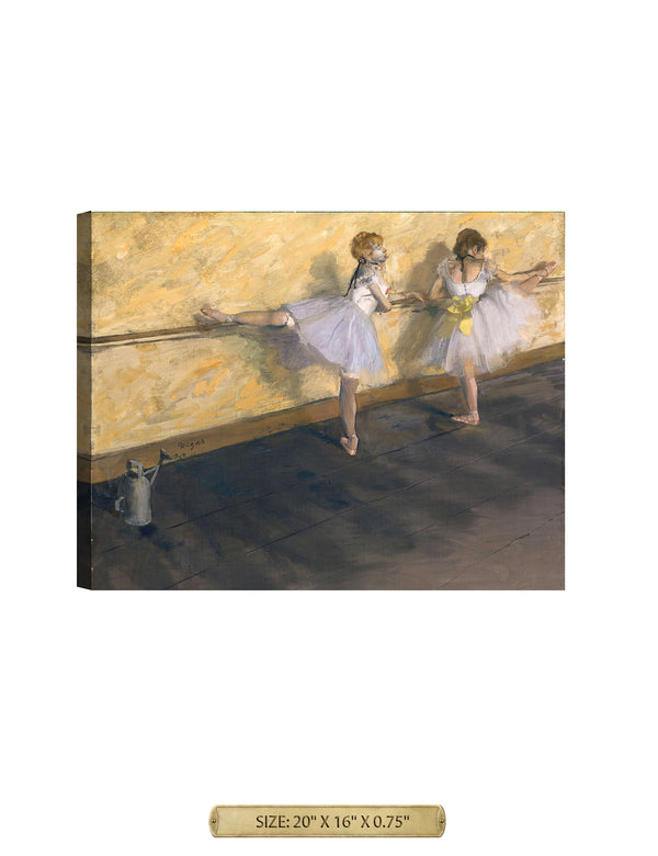Dancers Practicing at the Barre (1877) by Edgar Degas.Archival Giclee Print on your choice of Canvas or Paper. Rolled or Ready to Hang.