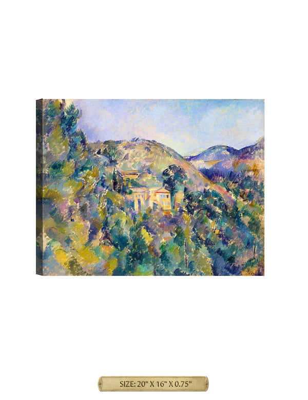 View of the Domaine Saint Joseph by Paul Cezanne. Archival Giclee Print on your choice of Canvas or Paper. Rolled or Ready to Hang.