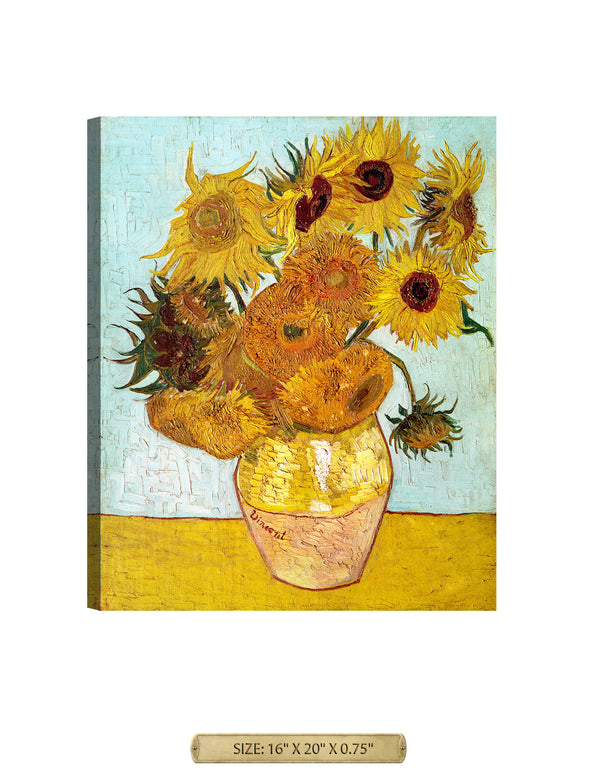 Twelve Sunflowers by Vincent Van Gogh. Archival Giclee Print on your choice of Canvas or Paper. Wide Selection of Frames. Rolled or Ready to Hang.