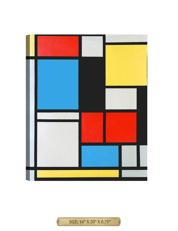 Ater Piet Mondrian Composition in blue, red and yellow Lithograph.Archival Giclee Print on your choice of Canvas or Paper. Rolled or Ready to Hang.