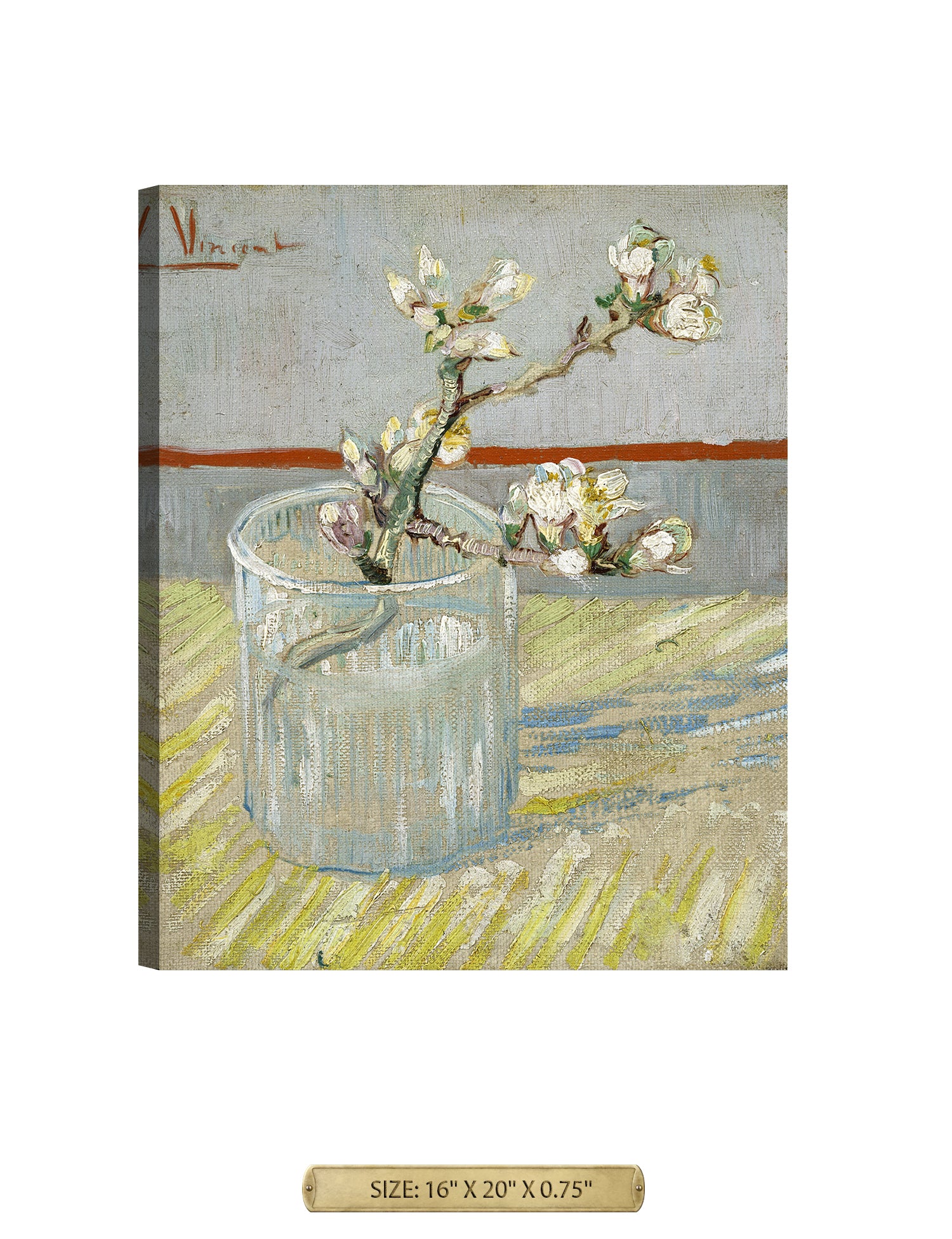 Sprig of Flowering Almond Blossom in a Glass by Vincent Van Gogh.