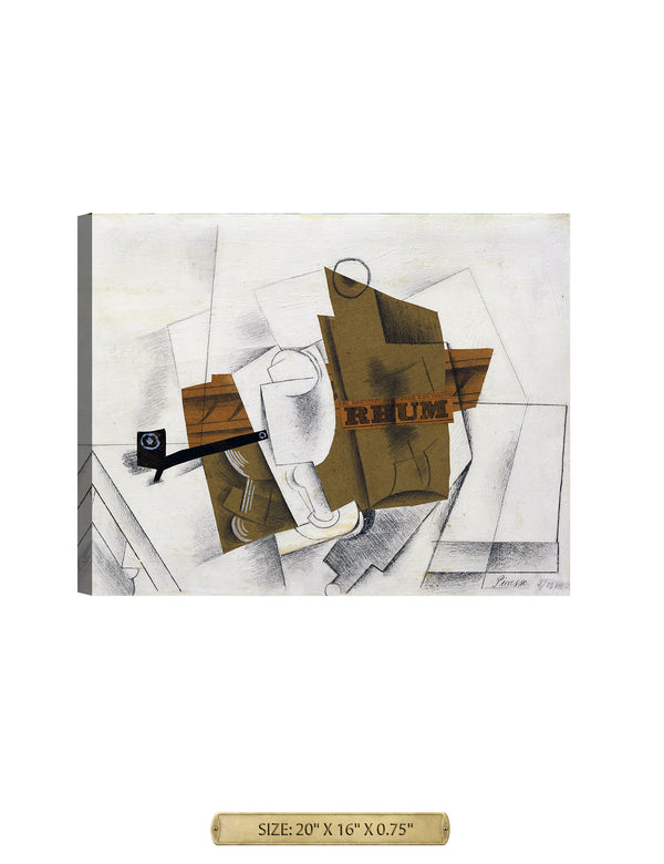 Pipe, Glass, Bottle of Rum by Pablo Picasso, Archival Giclee Print on your choice of Canvas or Paper. Rolled or Ready to Hang.