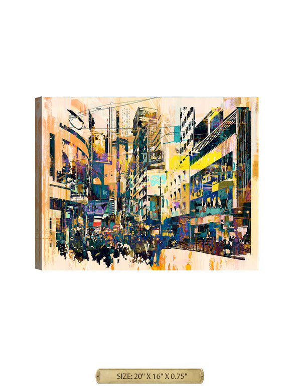 Abstract art of cityscape, Archival Giclee Print on your choice of Canvas or Paper. Wide Selection of Frames. Rolled or Ready to Hang.