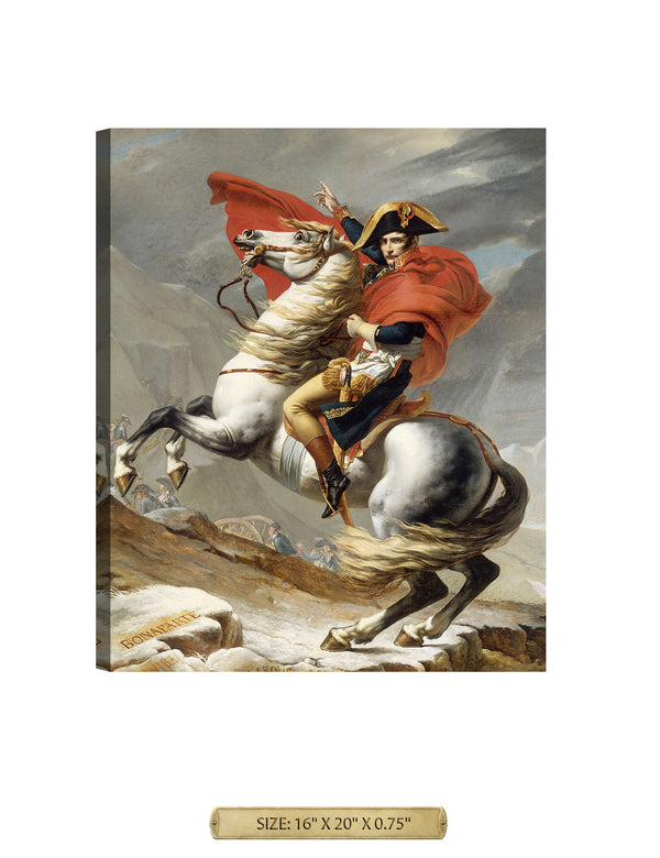 Napoleon Crossing The Alps by Jacques Louis David . Archival Giclee Print on your choice of Canvas or Paper.Rolled or Ready to Hang.